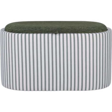 Banc coffre à rayures convertible en table basse L77cm - Vert - Zoe