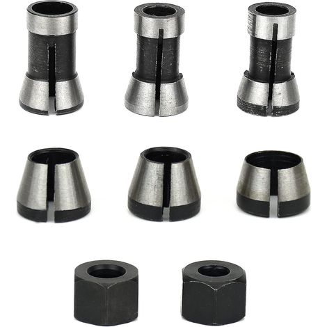 Mandrin de fraisage 6 pièces, mandrin de fraisage à pince de 6 mm, 6,35 mm, 8 mm, mandrin de toupie à bois, pince de toupi (1/5)
