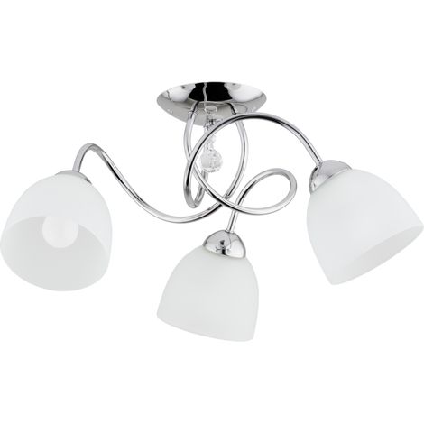 Plafonnier classique chrome blanc cristal 3xE27 ALISA (1/2)