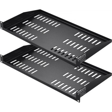 2 STK. 1U Server-Rack-Regal, 10"/254 mm Tiefe, 50 lbs maximale Tragkraft, belüftetes freitragendes oder wandmontiertes Rack-Regal mit Ablage, gute Luftzirkulation für 19" Netzwerkschrank oder Geräte-R (1/5)