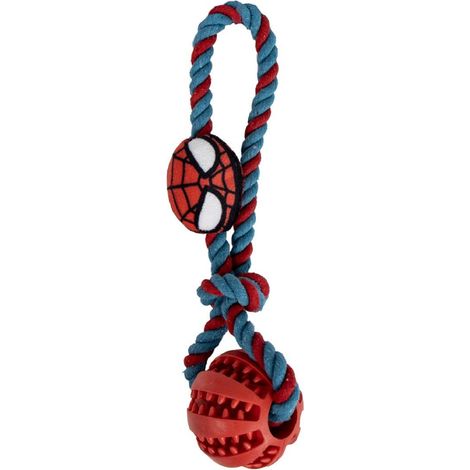 Spiderman Hundespielzeug – Ball mit Seil für Zieh- & Wurfspiele