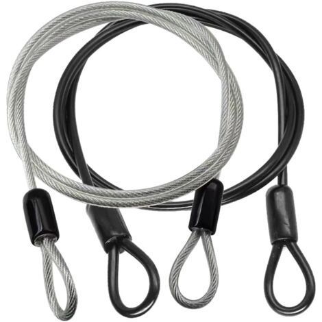 2 Pieces Steel Cable with Eyelets, Robust Cable with Buckle, Anti-Theft, Cable Padlock, Stainless Steel Cable, Anti-Rust, for Garden Furniture, Terrace Furniture, Bicycle (100cm) (1/5)