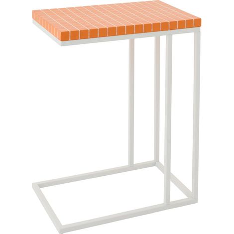 Table d'Appoint à Carreaux "Spia" 60cm Orange & Blanc (1/5)