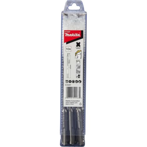 Makita Accessori - Set di punte da trapano per muratura SDS Plus 6x210 mm, 10 pz B-59287