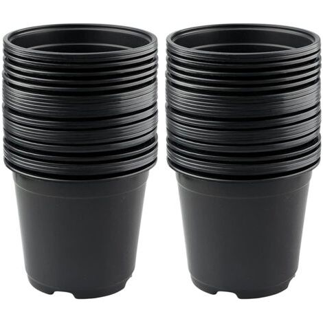 Lot de 50 Pots en Plastique Noir 15 cm pour Plantes Succulentes, Légumes et Boutures