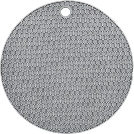 Set de table rond en caoutchouc non toxique, antidérapant, résistant à la chaleur et lavable, isolant pour tasse et bol, gris (1/5)