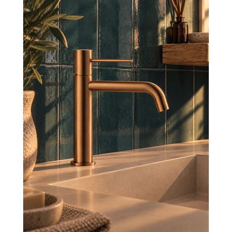 Miscelatore Lavabo Tokyo Monocomando Ottone Rame Spazzolato EXATOKRAM (1/3)