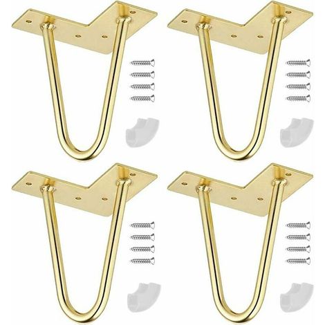 Pieds de Table en Epingle à Cheveux, 4 Pouces Pieds de Table en Métal Bricolage, (d'or)