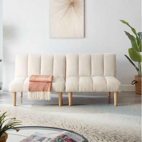 Schlafsofa 167 cm Beige Cord mit 3-fach verstellbarer Rückenlehne (1/5)