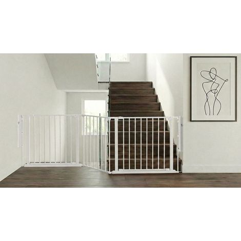 Safetots Two Door Multi Panel Solution for Up and Down Staircases, White, 226cm of length, includes 2 Door Opening Panels