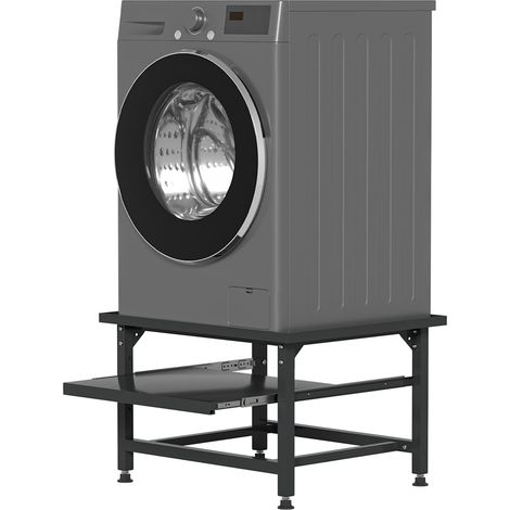 TolleTour Socle pour machine à laver avec étagère Supports pour machine à laver Noir 63x54x42cm (1/4)