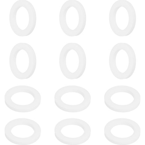 Rondelle PTFE 12Pcs 30mm OD 20mm ID 3mm Épais Rondelles Plates Joint d'Étanchéité Annulaire pour Robinet, Tuyau, Boulon, Machinerie, Blanc (1/5)