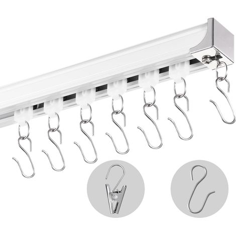 VEVOR Binario per Tende da Soffitto 2,7 Metri, Sistema di Binari Scorrevoli per Tende da Soffitto, Binario per Tende Divisorie per Stanze Soffitto Parete per Soggiorno, Camera da Letto, Bianco (1/5)