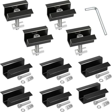 10 Pinces Centrales Solaires en Aluminium Réglables pour Panneaux de 30 à 45 mm Supports pour Toits Plats ou Métalliques (1/5)