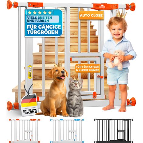 KIDIZ® Barrera a presión con gatera - 14 cm, naranja (1/5)
