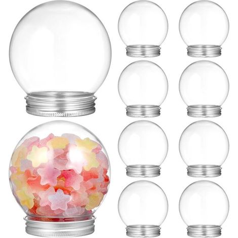 10 Pièces Bricolage Boule À Neige De Noël Clair Remplissable en Plastique Globe d'eau Pot avec Bouchon À Visser Vitrine Vide Remplissable pour Bricolage Artisanat Décoration De (1/4)