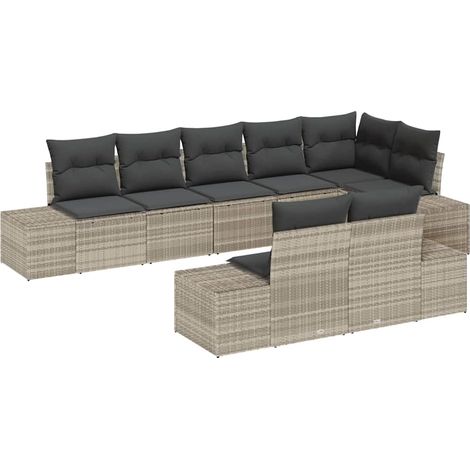 Maison Exclusive - Set Divano da Giardino 8 pcs Grigio chiaro polyrattan
