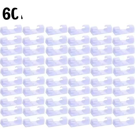 Clips para cables, autoadhesivos, organizadores, de uso versátil, 60 unidades - Blanco (1/2)