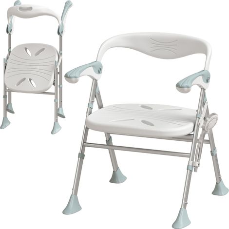 HOMCOM Foldable Shower Chair with Flip-Up Armrests and Back, 136 kg (1/5)