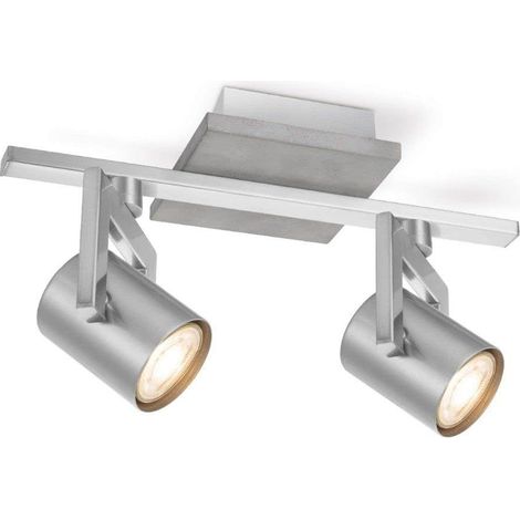 Concrete Plafonnier à 2 ampoules LED pivotantes et orientables avec ampoules GU10 5 W à intensité variable Nickel mat 3000 K (1/5)