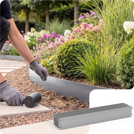 Vounot – Bordure de jardin en métal galvanisé flexible 100x13cm – Résistante aux intempéries – Système d'assemblage rapide – 5m