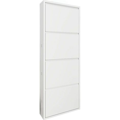 Dmora - Zapatero Gonzalo, Zapatero, Armario de entrada multiusos, Zapatero, 50x15h138 cm, Blanco, con embalaje reforzado