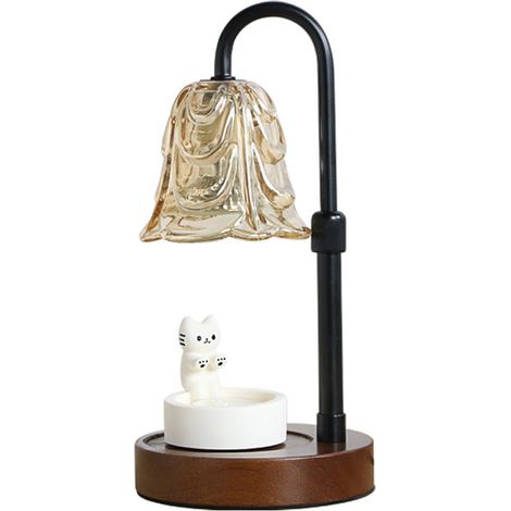 Lampe de table - Chauffe-bougie - Lampe à bougie parfumée - Lampe à cire fondue - Réglable - Éclairage d'ambiance pour la décoration intérieure - Noir - Métal noir (1/5)