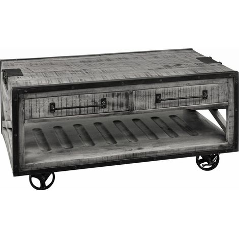 tavolino da salotto in legno di Mango 112x61x55 grigio scuro laccato HEAVY INDUSTRY 162