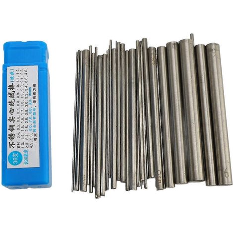 Lot de 36 tiges de fil métallique rond en acier inoxydable massif pour la création de bijoux, avec boîte de rangement (1/4)