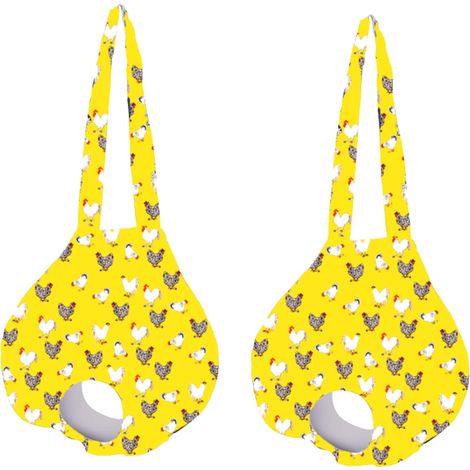Juego de 2 bolsas de transporte para pollos Cole Duck, bolsa de viaje, bolsa para pollos, bolsa para gallos, estampado de flores y pollos amarillos (1/5)
