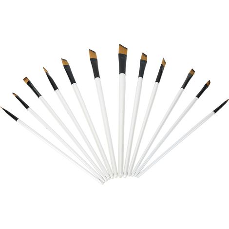12 pinceaux aquarelle blanc nacré à pointes fines, poils en nylon bicolores, pointes rondes, pinceaux acryliques DIY