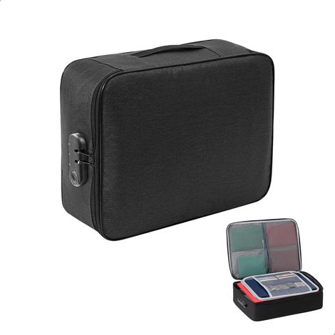 Rangement Documents avec Serrure, Boîte de Rangement Papier étanche pour Range Document avec Serrure Mallette Organisateur de portable pour fichiers et passeport le bureau, la maison, école (1/5)