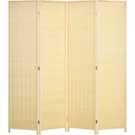 Biombo plegable de 4 paneles de bambú 180 x 180 cm natural MODENUIT (1/5)