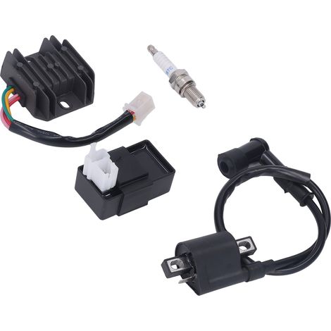Kit bobine d'allumage, régulateur de tension CDI 6 broches et bougie d'allumage pour quad/moto tout-terrain 125-250 cm³. (1/5)