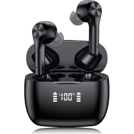 Casque Bluetooth sans fil avec affichage de la batterie et mode privé (noir) (1/3)