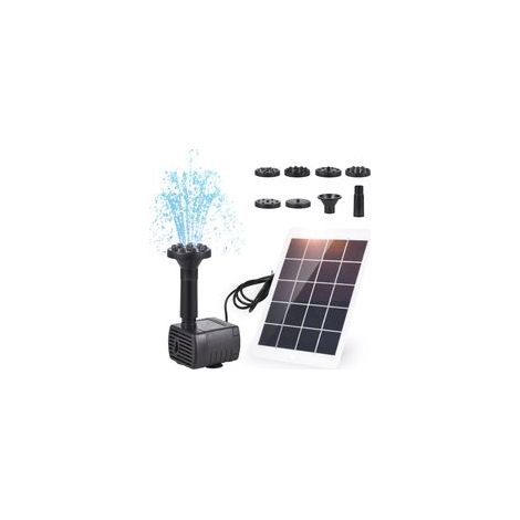 Kit Fontaine Solaire pour Bassin - Pompe à Eau 3W 5V avec 7 Buses - Hauteur max. 50cm - Décoration Jardin/Abreuvoir à Oiseaux