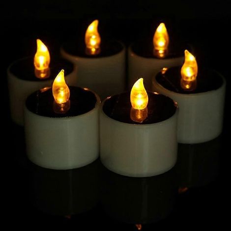 Lot de 6 veilleuses électroniques sans flamme à énergie solaire, idéales pour Noël et Halloween.