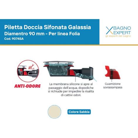Piletta con sifone per piatto doccia Galassia diametro 90 mm