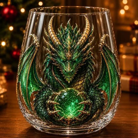 Verre à whisky 3D en cristal fantastique, motif dragon mythique, orbe de dragon sculpté, idéal pour les cocktails et la décoration de bar. Cadeau idéal. (1/5)