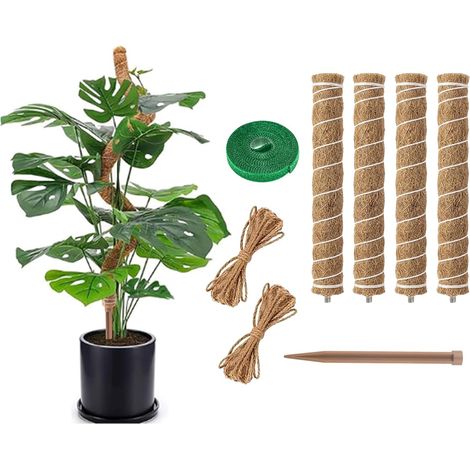 Tuteur Monstera Extensible Lot de 4, Tuteur Coco Modulable Jusqu’à 162 cm, Support pour Plantes Grimpantes, Monstera, Philodendron et Pothos (1/5)