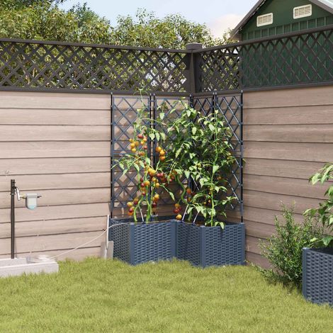 Garten-Pflanzgefäß 3 pcs Grau 80 x 80 x 142 cm Kunststoff (1/5)