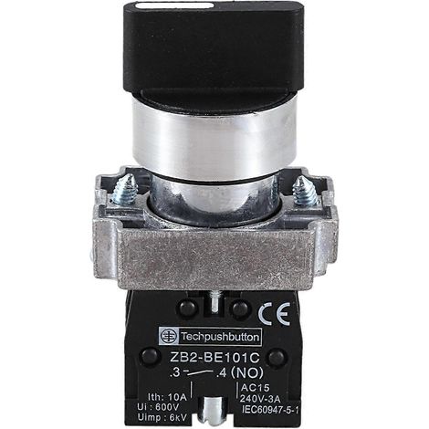 Sélecteur rotatif à 3 positions NO, verrouillage 22 mm, ZB2-BE101C, noir (1/5)