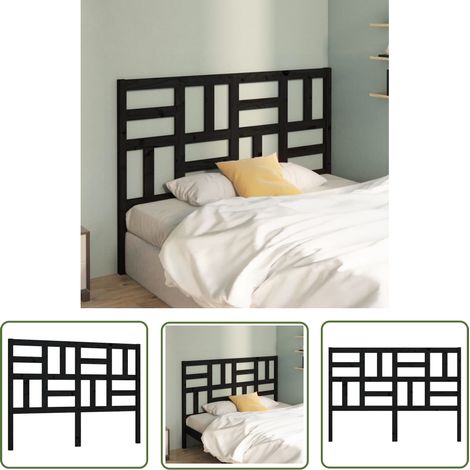 SKM Tête de lit Noir 126x4x104 cm Bois massif de pin (1/5)