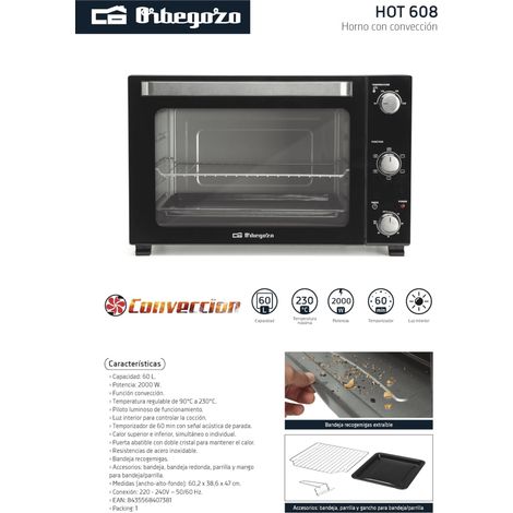 Horno sobremesa 60L ORBEGOZO HOT 608 60L   Negro (1/2)