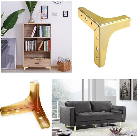 Lot de 4 Pieds de Meuble Modernes en métal doré 10cm 4 pcs Pieds de Meubles Modernes Canapé Meubles Riser Pieds Pieds de Remplacement (1/4)