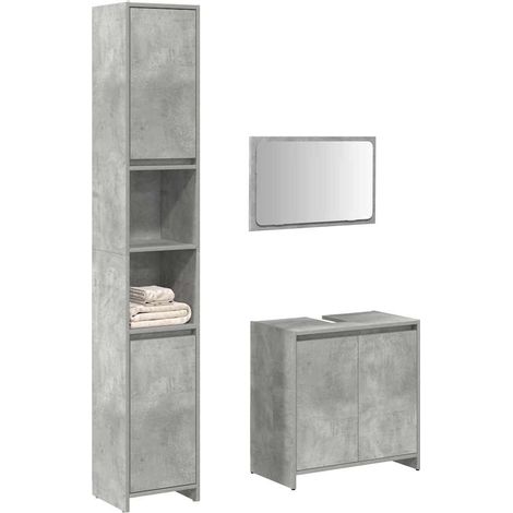 3 Piece Bathroom Furniture Set Concrete Grey Engineered Wood vidaXL (1/5)