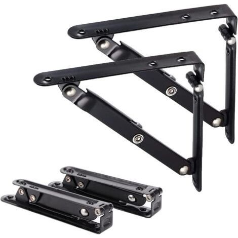 Set of 2 Generic Shelf Bracket 150mm, Folding Bracket Folding Wall Folding Bracket 90 Degree Angle Shelf Bracket Metal Folding Shelf Brackets (6 inch) (1/5)