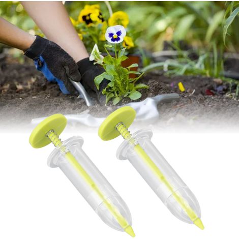 Semoir à Graines Mini 2 Pièces - Disperseur de Semences Adjustable - Sower Plantoir Manuel Jaune pour Jardinage (1/5)