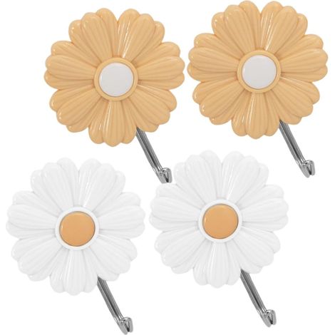Crochets adhésifs marguerite pour serviettes salle bain et enfants, dessin mural, lot de 4 (1/5)