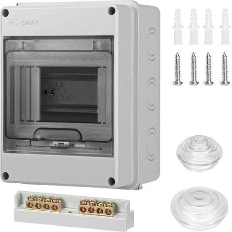 coffret Electrique Etanche，IP65 avec 1 rangée de 5 modules，tableau electrique，boitier etanche electrique exterieur，pour les jardins ou les espaces extérieurs, les bornes de recharge